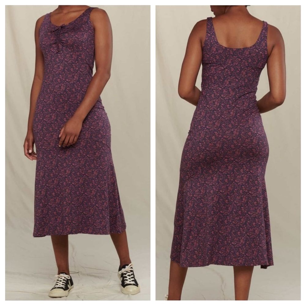 Sleeveless Purple Floral Midi Dress
